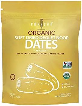 Amphora International Organic Soft Dried Deglet Noor Dates, 6 Oz (Single Pack)USDA Organic