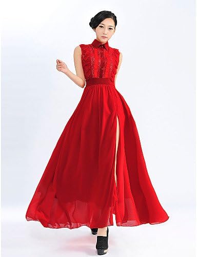 lace ruffle split maxi dress