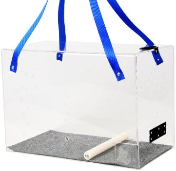 Crystal Shuttle Bird Carrier, Clear with Blue Carrying Strap, 18.5-Inches L x 10-Inches W x 13-Inches H
