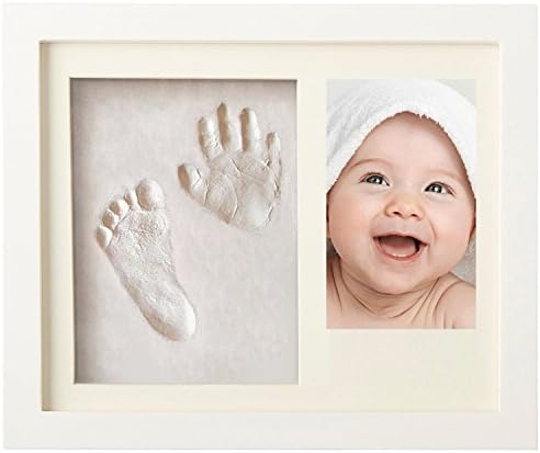 Cysmile Baby Handprint and Footprint Picture Frame Kit for Newborn Girls and Boys,Baby Photo Album For Shower Registry,Keepsake Box Decorations for Room Wall