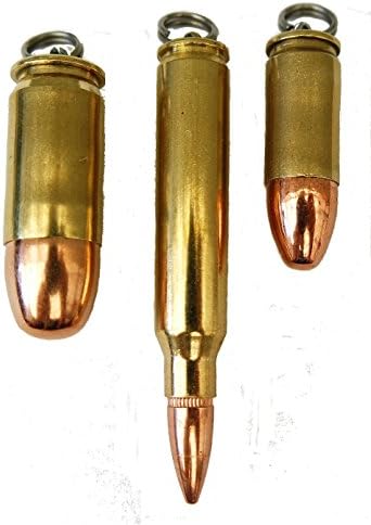 Set of Three Bullet Pendants, Dogtag Necklace, or Key Rings 9mm, 45 and 223,