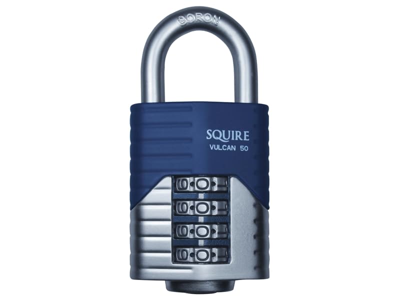 Squire Heavy Duty Padlock (Vulcan Combi 60) - Toughest Open Shackle - 5 Wheel Vulcan Padlock - Steel Cast Alloy for Corrosion Resistance - Weatherproof Lock for Home, School & Shed (Blue, 60 mm)
