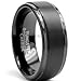 Rosenthal Collection 8mm Black High Polish/Matte Finish Men's Tungsten Ring Wedding Band Sizes 6 to 15 (10)