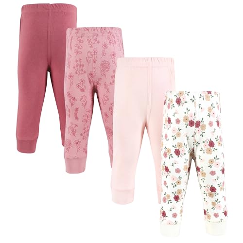 Hudson Baby Girls Cotton Pants and Leggings, Mauve Floral Love, 2T