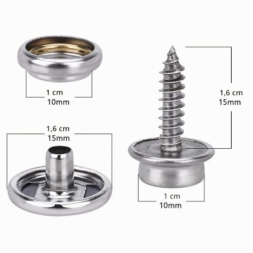 kajkey 62 pcs of Fabric Snap Buttons, Metal Buttons, Canvas Screws, Fabric Press Screws, Stainless Steel Screws with 2 Fixing Tools for Tarpaulins, Boats …