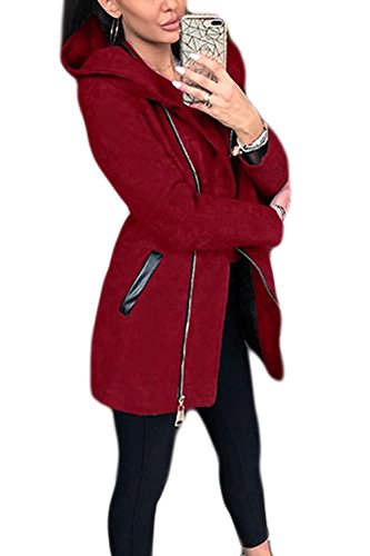 Mupoduvos Women Winter Casual Hooded Open Front Zip Up Loose Jecket Hoodies Outerwear