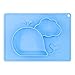 Baby Feeding Mat, BliGli Toddlers Silicone Placemat, Non-Slip Baby Plates for Kids, Dishwasher/Microwave Oven Safe, Fits Most High Chair Trays, Perfect for Dinners Out and Travel (Blue-Small Whale)