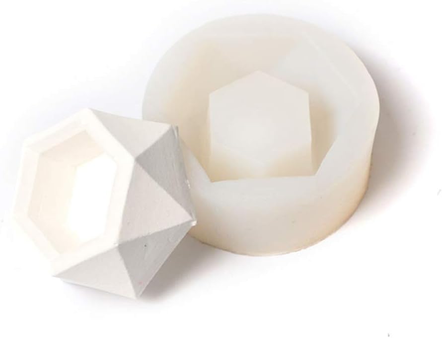 Hexagon DIY Silicone Flower Pot Mold Diamond Shaped Molds for Candle Holder Making Succulent Plants Planter Vase Pot Cement Mould Concrete Moulds,Ashtray Resin Moulds(White)
