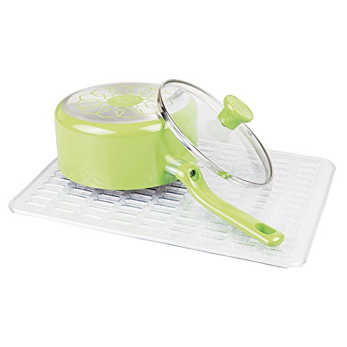 mDesign Kitchen Sink Protector Mat - Large, Clear