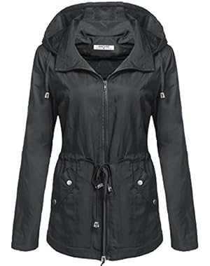 Women's Waterproof Lightweight Rain Jacket Anorak with Detachable Hood