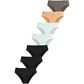 TIICHOO Period Underwear for Women Period Bikini Seamless Leakproof Incontinence Underwear 7-Pack(Large, 3 Black/2 Green/1 Beige/1 Brown)