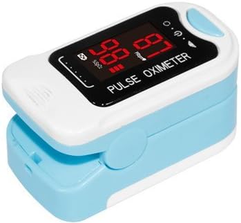 Fingertip Pulse Oximeter Heart Rate Monitor Blood Oxygen Saturation SpO2 Sensor LED Display with Carrying Bag,Landyard & Battery (Blue)