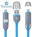 Premium Dual USB Charging and Data Sync Cable by Venussian 3 Ft. 2-in-1 High-speed for Android and iOS Apple iPhone 7/7+/SE/6S/6/6+/5S, iPad, iPod, Samsung Galaxy Models Wall Power Bank & Car Charging