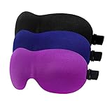 Sleep Mask, 3 Pack LIANSING Lightweight & Comfortable Super Soft Material Large Adjustable 3D Contoured Eye Masks (Black&Blue&Purple)