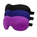 Sleep Mask, 3 Pack LIANSING Lightweight & Comfortable Super Soft Material Large Adjustable 3D Contoured Eye Masks (Black&Blue&Purple) primary