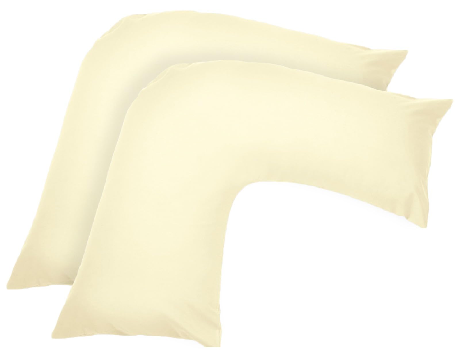Ghazlan V Shaped Pillow Case Cover - 2 Pack Poly-Cotton Orthopedic Pillowcase To Fit V shape pillows For Back, Neck & Leg Support in Pregnancy, Maternity & Orthopaedic - Body Support Pillow-Cream — image 1