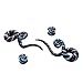 BodyJ4You 4PC Glass Ear Tapers Plugs 0G Aqua Blue Black Stripe Teardrop Spiral Gauges Set