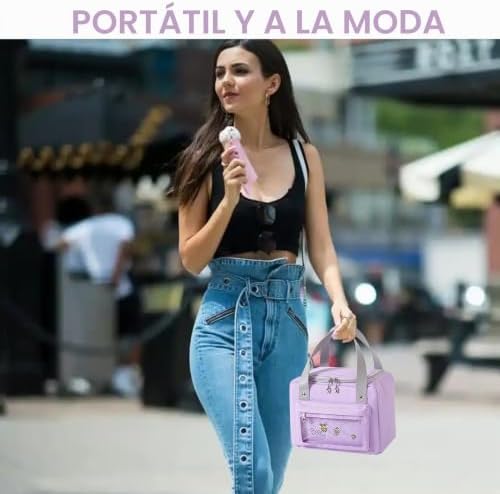 Bolsa Térmica Porta Alimentos 6L Gris, Bolsa Isotérmica para Almuerzo, Bolsa Comida Trabajo, Bolsa Nevera Pequeña con Tela Oxford y Forro Interior de Aluminio, Mujer, Niñas, Colegio y Viaje — foto 7 de 7
