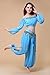 ZLTdream Belly Dance Chiffon Long Sleeves Top and Lantern Coins Pants Light Blue
