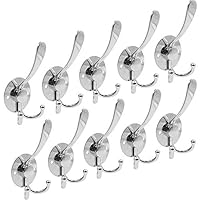 Coat Hook Wall Mounted,LECAMEBOR Three Prong Coat Rack Stainless Steel Entryway Hooks Clothes Hanger for Robe Hat Towel Purse(Silver,10 Pack)