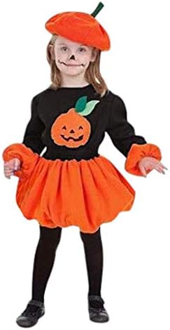 SEXYTOP Halloween Toddler Baby Girl Dresses Long Sleeve Pumpkin Dress Skirts with Hat Outfits Sets
