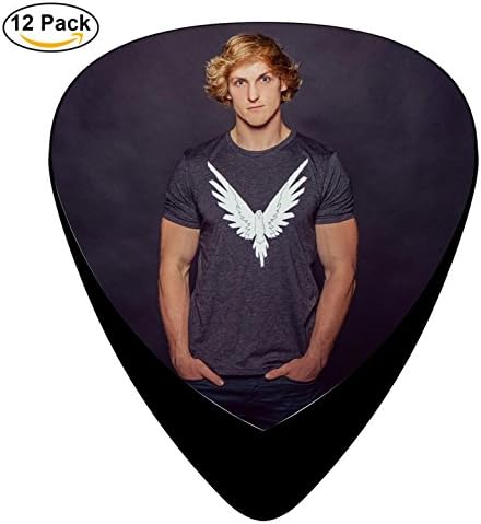 Pimalico Classic Logan Paul Design Picks (12 Pack, ) for Electric Guitar, Acoustic Guitar, Mandolin, and Bass / Black
