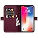 ZOVER iPhone Xs Case, iPhone X Wallet Case with Genuine Leather Case Kickstand Feature Card Slots and Magnetic Closure for Apple Phone XS/X Gift Box Wine Red