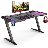 Modern Electric Pc Gaming Table Z-shaped Computer Desk Rgb Led Lights