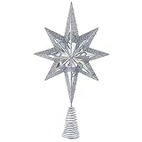 Christmas Star Mini Tree Topper Star Burst 6.75 inch SILVER