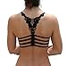 Blue 55 Women's Junior Padded Cut-Out Strappy Cotton Lace Crochet RacerBack Bralette (Black Wings)