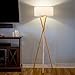 Brightech Harper LED Tripod Floor Lamp – Wood, Mid Century Modern Light for Contemporary Living Rooms - Tall Standing, Rustic Lamp for Bedroom, Office, Kids Room