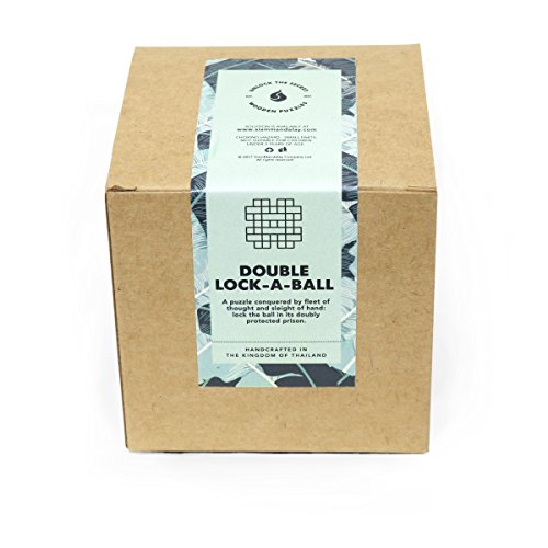 SiamMandalay Double Lock-a-Ball: Handmade & Organic 3D Wooden Puzzle for Adults from with SM Gift Box(Pictured)
