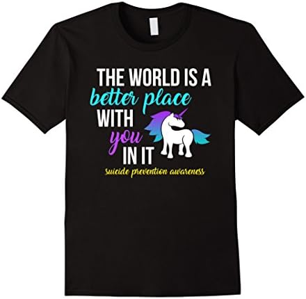 Mens Unicorn Suicide Prevention Awareness T-Shirt XL Black