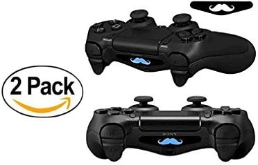 LLC Integral - 2pcs Pair Game Light Bar Vinyl Stickers Decal Led Light Bar Cover for Sony Playstation 4 Dualshock 4 PS4 PS4 Slim PS4 Pro Controller Gamepad Skins Removable (Mustache)