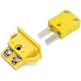 CESARIAS K-Type Panel Mount Thermocouple Mini Plug Connector, Male and Female, Yellow…