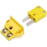 CESARIAS K-Type Panel Mount Thermocouple Mini Plug Connector, Male and Female, Yellow&hellip;