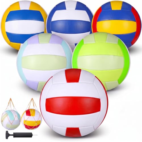 Woanger 6 Pcs Size 5 Volleyballs Bulk, Blue Yellow Red White at Amazon