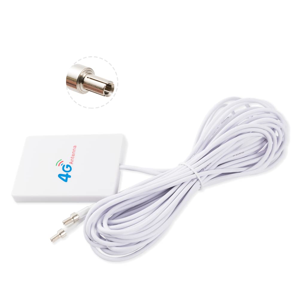 Vecys 4G/3G LTE Antenna TS9 Male Adapter 5dBi Patch antenna WiFi Antenna Amplifier 3m 9.8ft Cable Compatible with 4G/3G/2G Mobile Router WiFi Antenna Huawei ZTE WLAN Wireless Bluetooth — image 1
