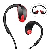 Wireless Sports Earbuds,Sports Bluetooth Earphones V 4.1 Bluetooth Headphones w/Mic IPX7 Waterproof HD Stereo Sweatproof Earbuds for Running Gym Exercise Hands-Free 10 Hour Battery (Black Red)