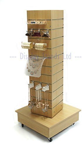 GÓNDOLA DE TORRE GIRATORIA DE SLATWALL EN ARCE - PISO LLENO (D8M