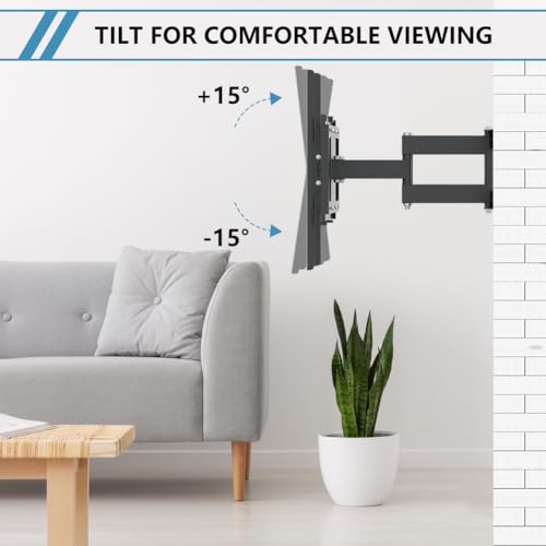 TDOO TV Wall Mount Stand for 26-75 Inch TVs - Dual Articulating Arms, Tilt Swivel Extension Wall Mount TV Bracket for Flat Curved LED LCD Screen TVs, Universal Stand Holds Up to 40kg