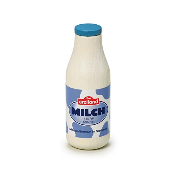 Erzi 17150 Milchflasche aus Holz, Kaufladenartikel für Kinder, Rollenspiele