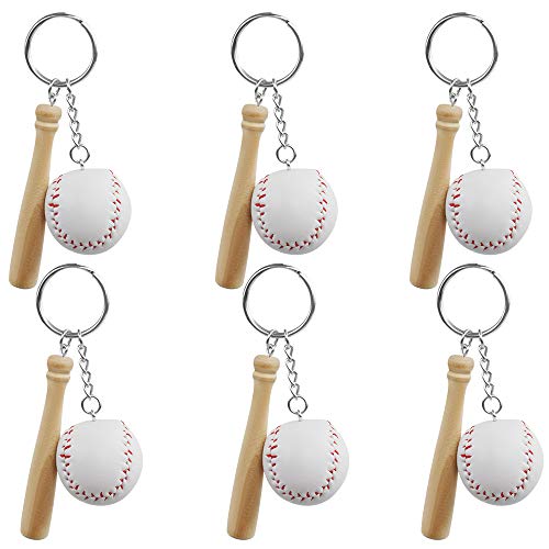 Baseball & Wooden Bat Keychains 6 Pack Baseball Party Favors for Baseball Themed Party, Birtyday Party and Goody Bags - Thumbnail 7