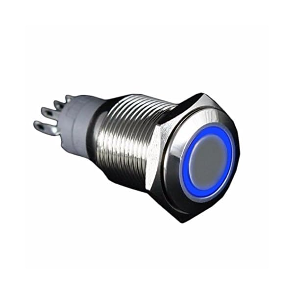 GBSELL-12V-16mm-LED-Power-Push-Button-Switch-Silver-Aluminum-Metal-Latching-Type