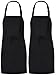 Adjustable Bib Apron with 2 Pockets - Cooking Kitchen Aprons for Women, Men, Chef - Black (2)