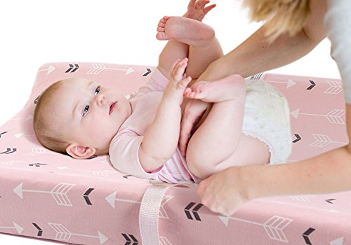 Stretchy Changing Pad Covers-BROLEX 2 Pack Jersey Knit Change Pad Covers For Girls Boys,Pink & White Arrow