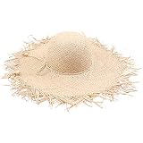 XWWS Women's Beach Sun Hat Frayed Brim 