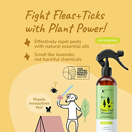kin+kind Flea and Tick Spray for Dogs (12 fl oz) Plant Based Repel