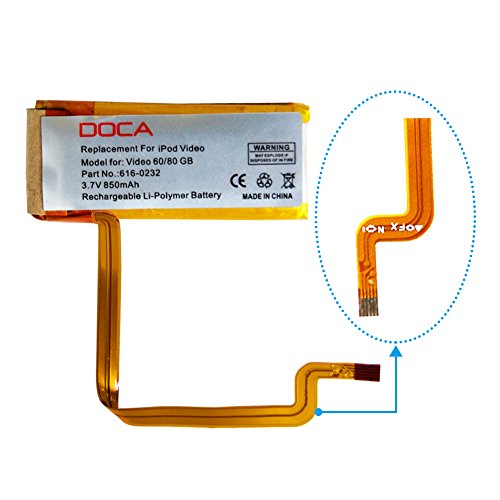 Battery Replacement for Apple iPod Video 60GB/80GB iPod Classic 1th/3th 160GB, 850MAH 3.7V Li-Polymer Rechargeable Battery with Opening Tool Kit, Compatible with Model No.616-0232