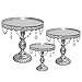 Lucky Monet 3Pcs Crystals Cake Stand Cupcake Tower Stand Wedding Plates Set Metal Round Party Dessert Display Décor with Crystals Beads (3pcs, Silver)